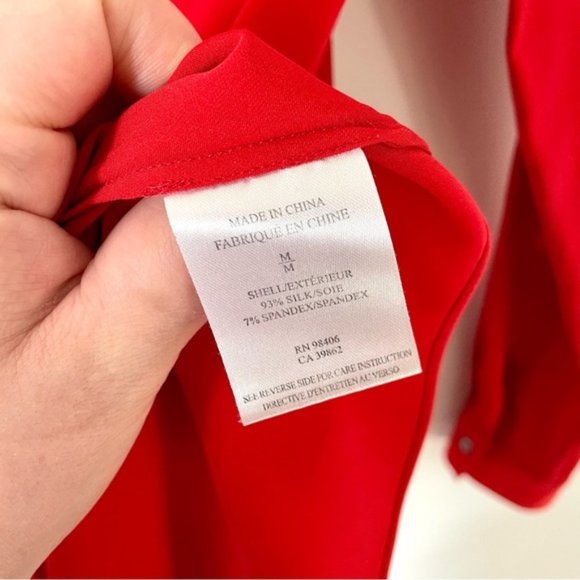 Theory 100% Silk Red Blouse - Picture 6 of 8